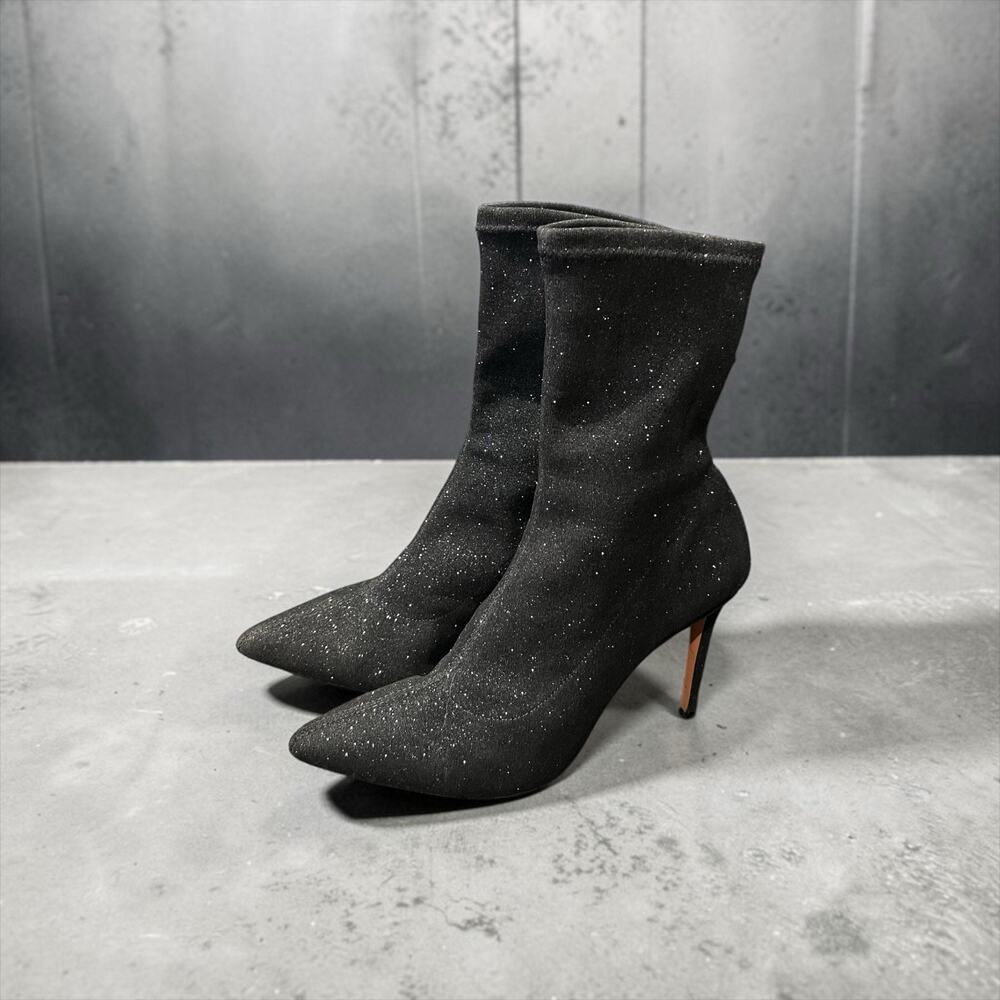 Schutz Sciarpe Glitter Sock Booties In Black Size 8.5B